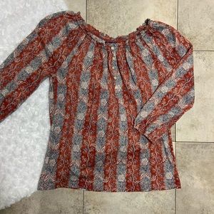 Chaps 3/4 Sleeve Boho Floral Henley